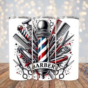Barber Shop Tumbler, Barber Tools Tumbler, Barber Pole Tumbler, Travel Tumbler